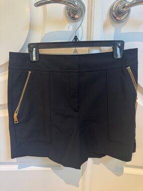 White House Black Market Black High-Waist Shorts with Gold Zippers